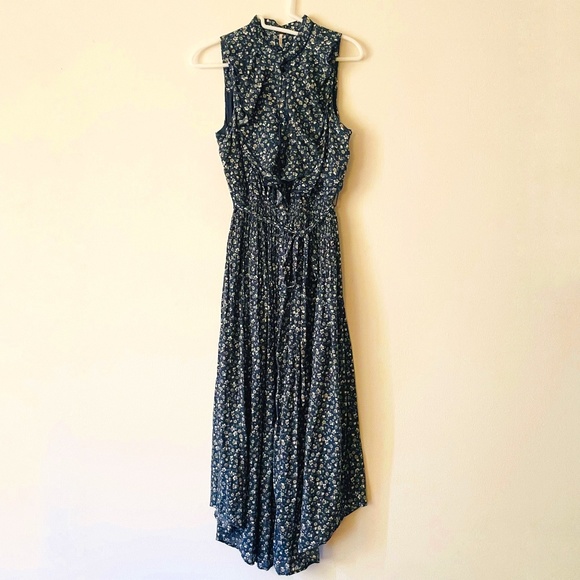 Free People Dresses & Skirts - Free People XS Navy Slate Blue Floral Print Midi Dress